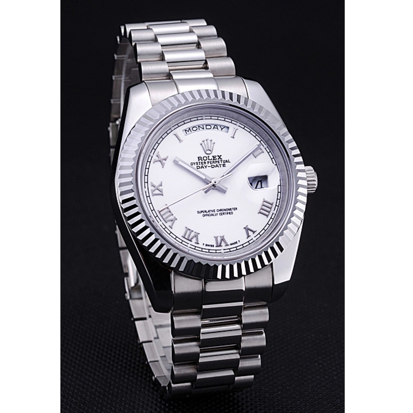 Aaa fake watches Rolex Steel White Bracelet Stainless 622547 Day-Date Dial 0821